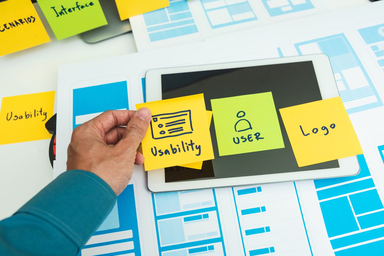 User Experience ux designer web smartphone layout business prototype idea plan template design.